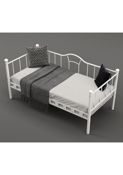 Missidea Kamelya Sedir Metal Beyaz Karyola 90x200 Cm. 90 x 200