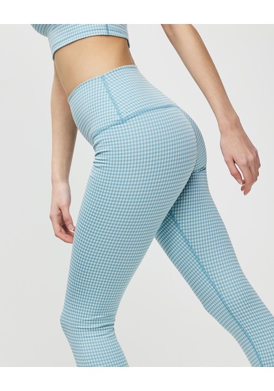 Nike Women's Dri-fıt Gingham Cropped Yoga Leggings Da1092-134 Kadın Spor Tayt Açık Mavi