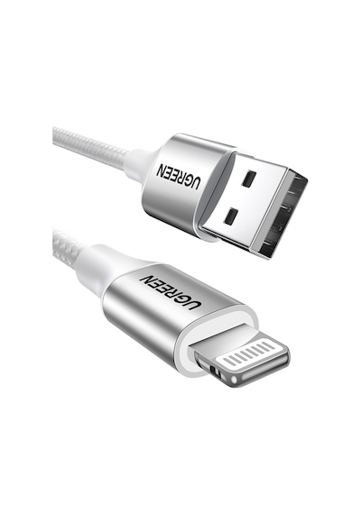 Ugreen Lightning To Usb-a Örgülü Mfi Sertifikalı Apple iPhone Hızlı Şarj Kablosu, 1 Metre, Gümüş, 60161 Standart Model