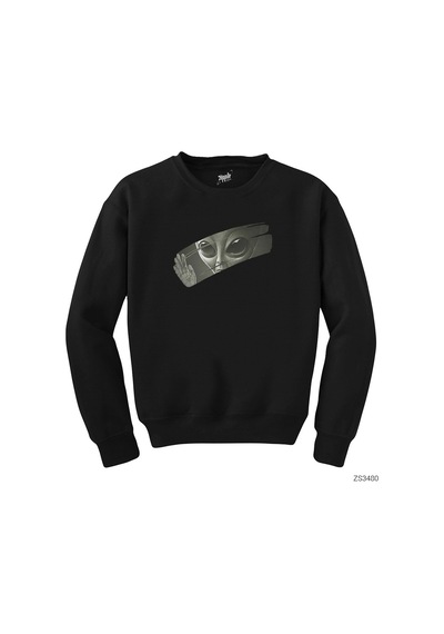 Alien Behind Glass Siyah Sweatshirt
