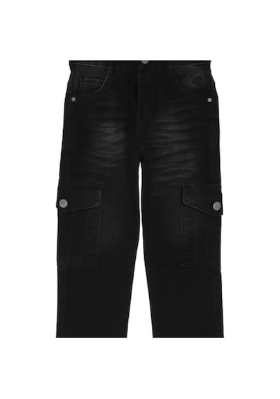 Modanino Erkek Çocuk Kargo Cepli Esnek Belli Likralı Jean Pantolon 13-17 Yaş 12364 Siyah