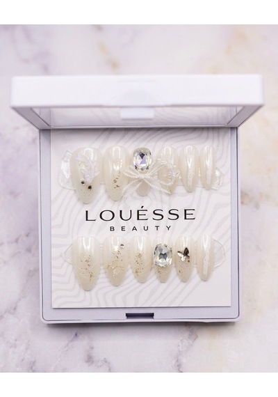 Louésse Crystal Ivory Takma Tırnak 12 Li Taşlı Kurdeleli Gelin Elegant Nail