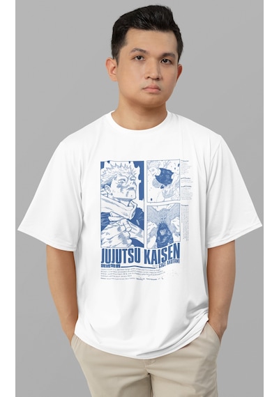 Jujutsu Kaisen Gege Akutami Baskılı Unisex Oversize Anime Tişört Beyaz