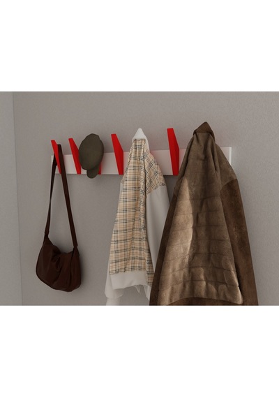 Hepsi3boyutlu Modern Duvar & Kapı Kanca Askılık - 7 Adet Kırmızı Kanca Askılık - Model No : 4 Kırmızı