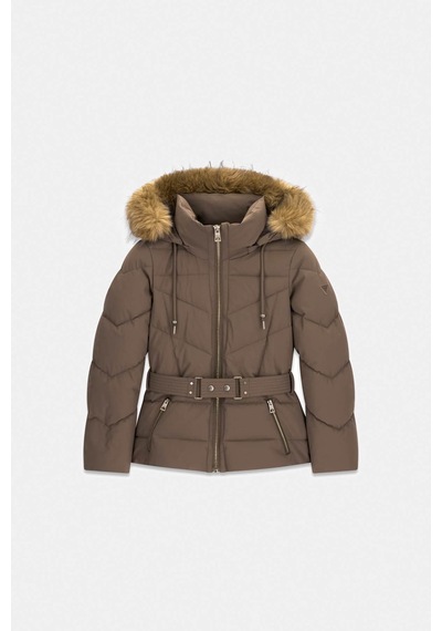 Guess Kısa Kemerli Şişme Kahverengi Kadın Mont W6bl58w4197-a11q