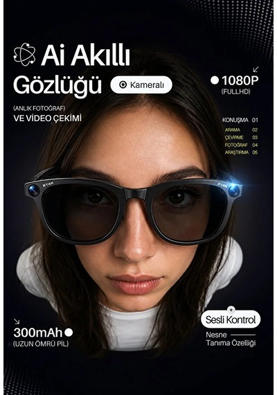 Bagajon Ryan Ry-aıg01 Yapay Zeka Destekli Kameralı Akıllı Gözlük 8mp Anlık Çeviri, Fotoğraf Video, Bluetooth, Sesli Asistan-14905
