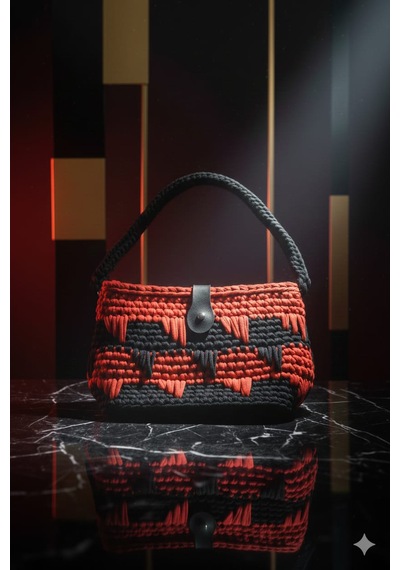 Loom Collection Kırmızı - Siyah Kol Çantası