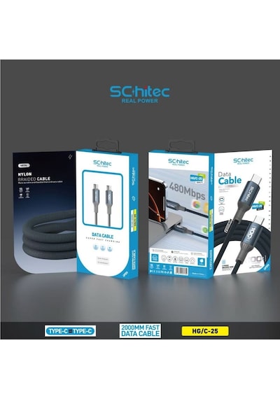 Schitec 100w Type-c To Type-c Süper Hızlı Data Ve Şarj Kablosu Siyah 2 Metre Hg/c-25 100w 2m Blue