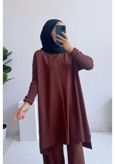 Kahijab Mira Merserize Tunik - Kahverengi