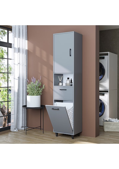 Çamaşır Sepetli Banyo Dolabı, Çok Amaçlı Dolap 45 X 200, Roomart Külgri