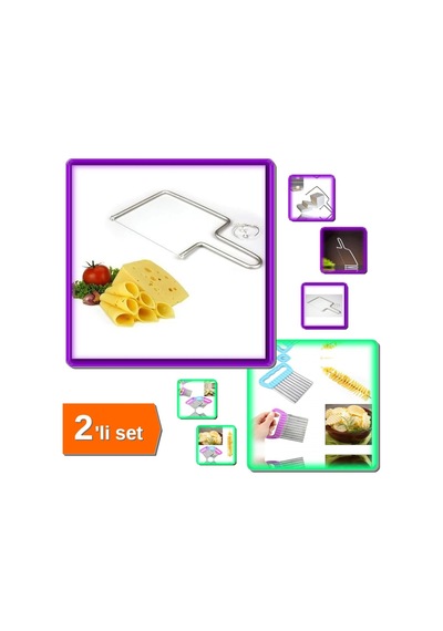 Peynir Kesme Teli + Chips Chopper Şekilli Sebze Ve Meyve Dilimleyici - 2li Set N0z5t3 Çelik Diğer