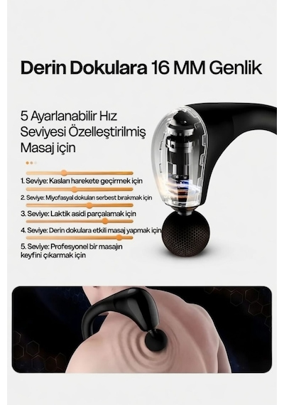 Masaj Tabancası Uzatmalı Sarjlı Derin Doku Boyun Ve Omuz Sırt Bel Uzatılmış Sap Masaj 4 Başlık Ve 3 Mod