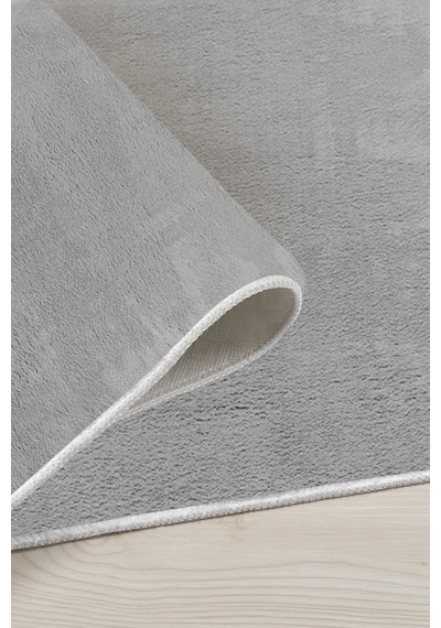 Vl Oval Comfort Overloklu Peluş Yolluk Açık Gri Oval Gri Saçaksız