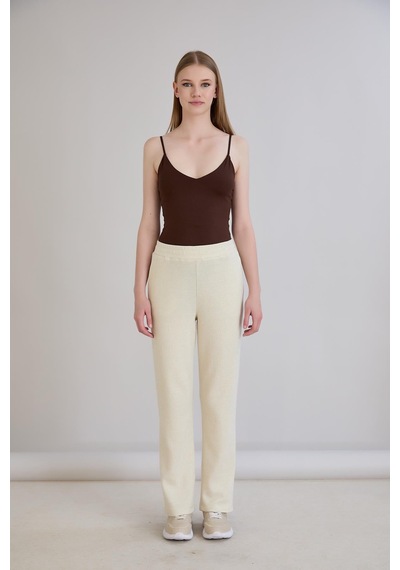 Sortie Collection Simli Örme Pantolon Bej