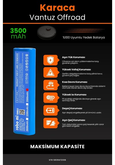 Karaca Vantuz Offroad 3500mah Robot Süpürge Bataryası