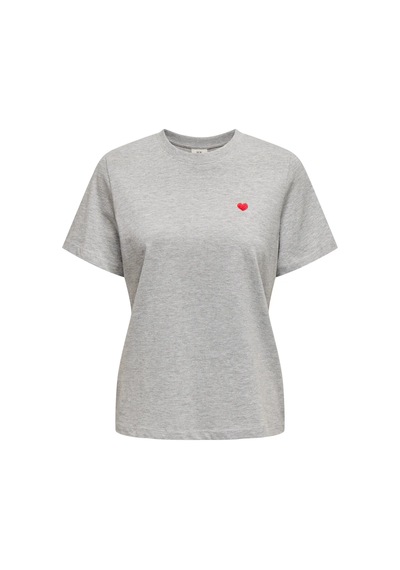 Only Kadın Jdy Bisiklet Yaka Kalp Logolu Gri T-shirt - 15298612