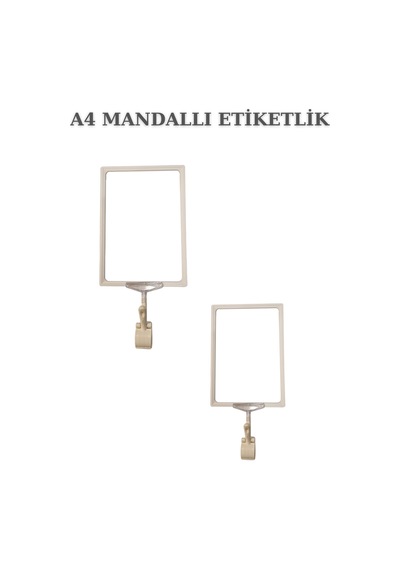 2 Adet Beyaz A4 Mandallı Raf Sepet Etiketi Çerçeveli Etiketlik Beyaz