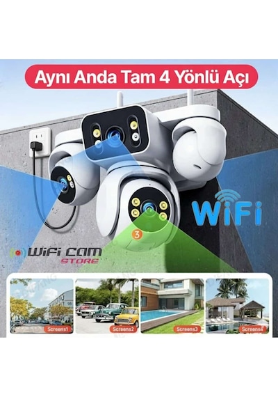 Kör Noktasız 4 Kameralı Akıllı Ptz Wifi Kamera Hieasy Uygulama