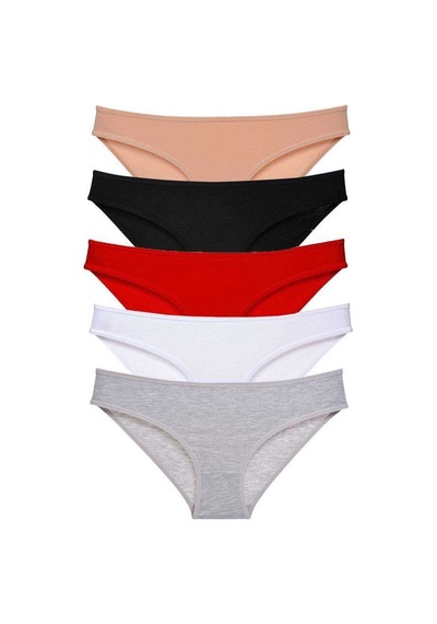 5 Adet Süper Eko Set Likralı Kadın Slip Külot Çok Renkli Standart