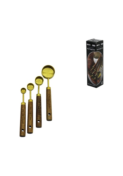 Altın Renk Metal 4'lü Ölçü Kaşık Seti 15ml, 5ml, 2.5ml, 1.25ml Diğer