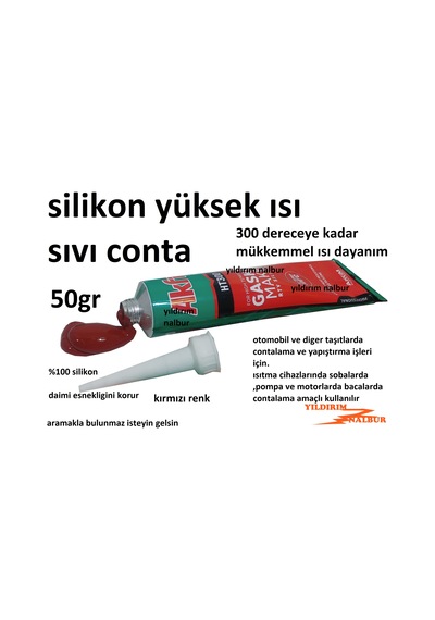 Akfix Sıvı Conta 300 Derece Kırmızı Renk 50Gr Yüksek Isı Silikon