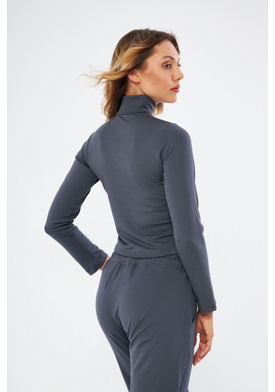Lesa Wear Soft Touch Balıkçı Yaka Bluz Antrasit Antrasit
