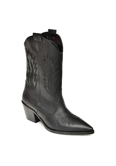 Fox Shoes T267655009 Siyah Kalın Topuklu Kadın Bot Siyah-Suni Deri Siyah