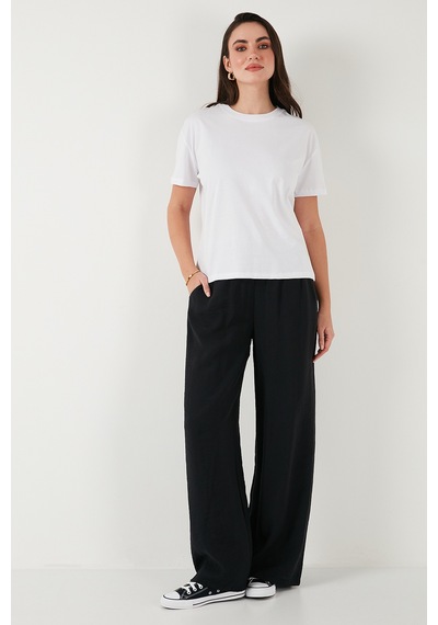 Lela Pamuklu Oversize Fit Bisiklet Yaka Bayan T Shirt 5866097 Ekru