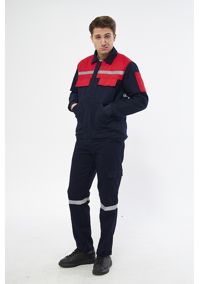 Mervem İş Takımı 7/7 Gabardin Kapitoneli Reflektörlü Lacivert
