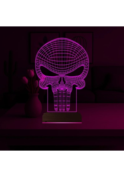 Luvivia Kuru Kafa Punisher 3d Lamba - Masa Gece Lambası Şeffaf
