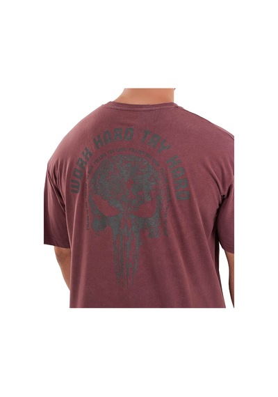 Kingsize Nutrition Kingsize Hard Work Antik Yıkamalı Oversize T-shirt Bordo Bordo