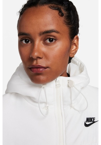 Nike Therma Fit Loose Fit Classic Buffer Bol Kesim Kapüşonlu Kadın Şişme Mont Beyaz Beyaz
