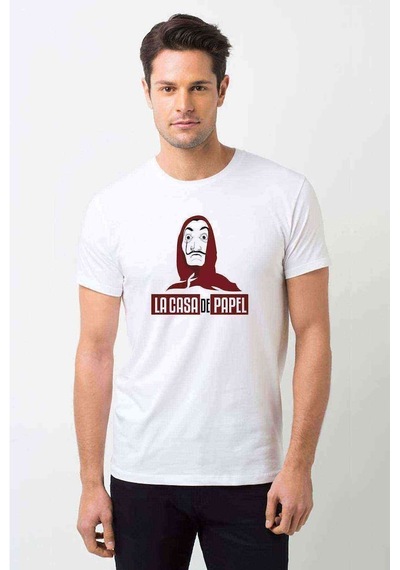 La Case De Papel Hodie Baskılı Beyaz Erkek Tshirt