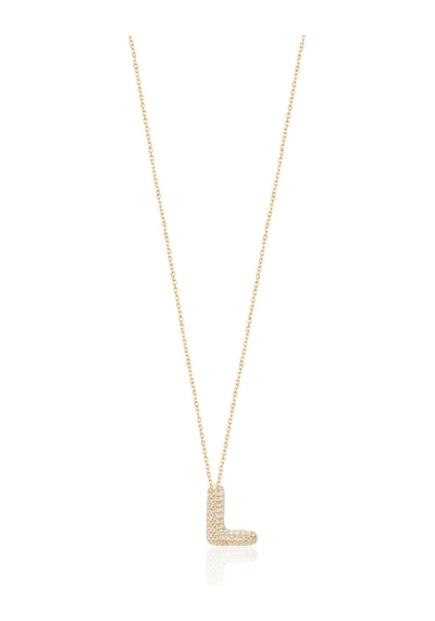 Zirkon Taşlı Altın Kaplamalı L Harfi Gümüş Kolye Gold - Rose Gold - Gümüş
