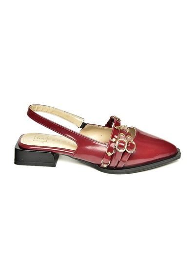 Fox Shoes U518700508 Bordo Rugan Alçak Topuklu Kadın Ayakkabı Bordo