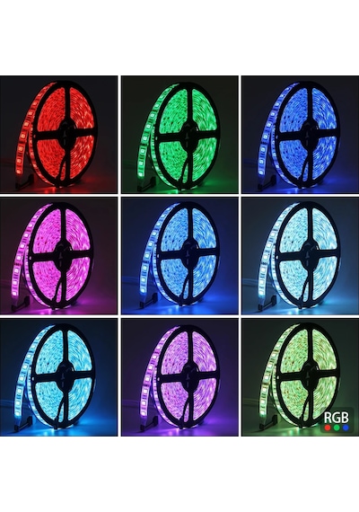5metre Led Şerit 5050 Dc12v Kırmızı Renkli 60led/m Ip65 Işık Aydınlatma Lambası Hortum Kendinden Yapışkanlı Kırmızı