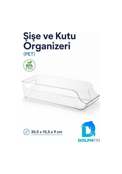 Şeffaf Pet Şişe Ve Kutu Organizeri Buzdolabı Düzenleyici 35,5x15,5x9 Cm