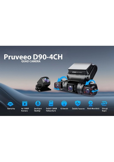 Pruveeo D90-4ch Fhd Wı-fı Gps + 128gb Sd Kart Kame