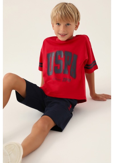U.S. Polo Assn. Lisanslı Sim Kırmızı Erkek Çocuk Bermuda Takım 5274-43353 Kırmızı