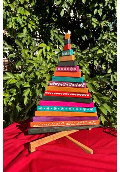 Leftover Ahşap Yılbaşı Ağacı - 54cm Çok Renkli
