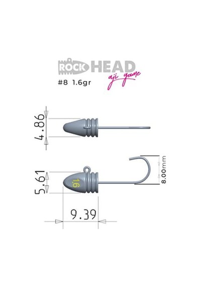 Fujin Rock-head Aji Game Jighead No:8 1.6gr