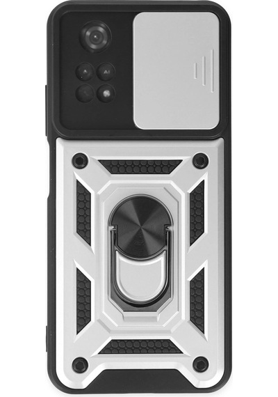 Cosmotex Newface Xiaomi Poco M4 Pro 4g Kılıf Pars Lens Yüzüklü Silikon - Gümüş