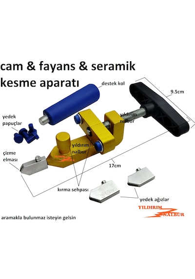 Cam Kesme Elması Fayans & Seramik Kesme Aparatı Çizme Kırma Aparatı