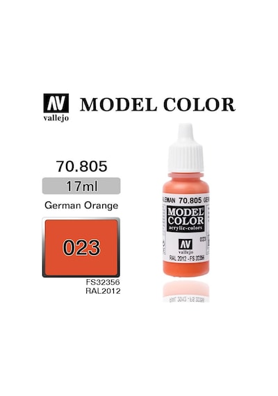 17 Ml. 23 German Orange-matt Model Color Serisi Maket Boyası, Vallejo 70805 Standart