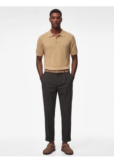 Koton Regular Fit Pamuklu Polo Yaka Kısa Kollu Triko Tişört Kahverengi 6sam70039ht Kahve