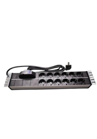 19" 2u Pdu: 12 X Schuko Tip Soketli, 16a Sigortalı, 1,5m 3x1.5mm2