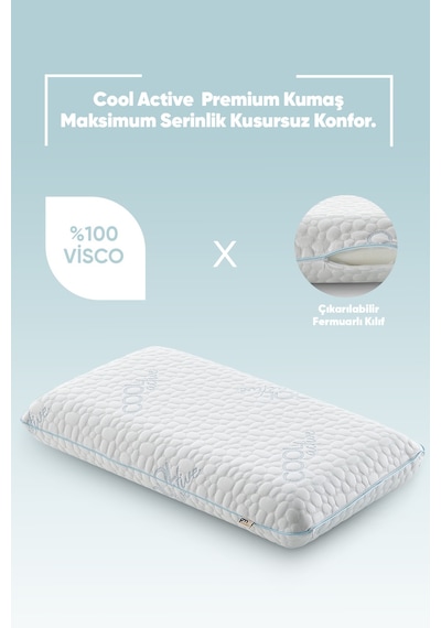 Ortopedik Isı Emici Cool Actıve Uyku Yastığı - Isı Kontrollü Akıllı Visco Yastık Terleme Önleyici Beyaz