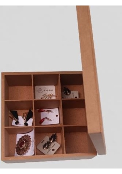 Hobi 90028 Dekoratif Model Takı Kutusu Bölmeli Ahşap Ham Mdf El Yapımı Diğer