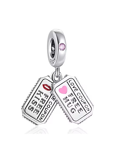 Bedava Öpücük Ve Sarılma Kuponu Sallantılı Charm Gümüş