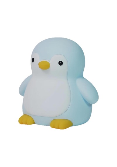 Sevimli Penguen Gece Lambası - Mavi Beyaz Beyaz
